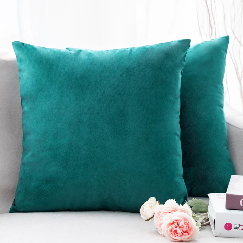 Ultra-Soft Velvet Square Decorative Pillow Cover with Minky Back and Invisible Zipper