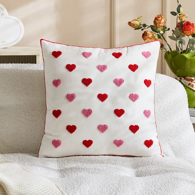 Tufted Tic-Tac-Toe Chenille Decorative Throw Pillow with Corner Tassels