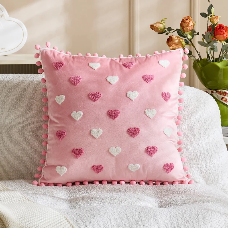 Tufted Tic-Tac-Toe Chenille Decorative Throw Pillow with Corner Tassels