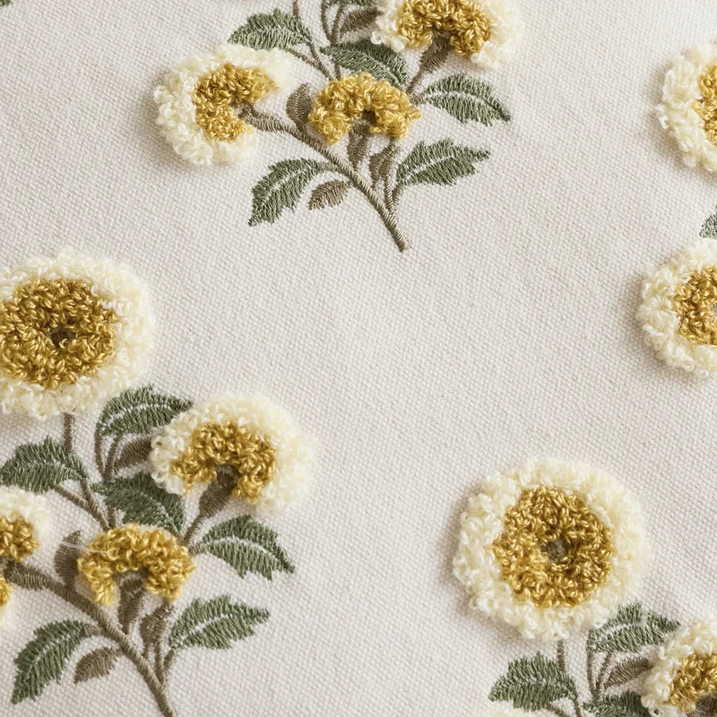 Tufted Floral Embroidered Decorative Throw Pillow Cover