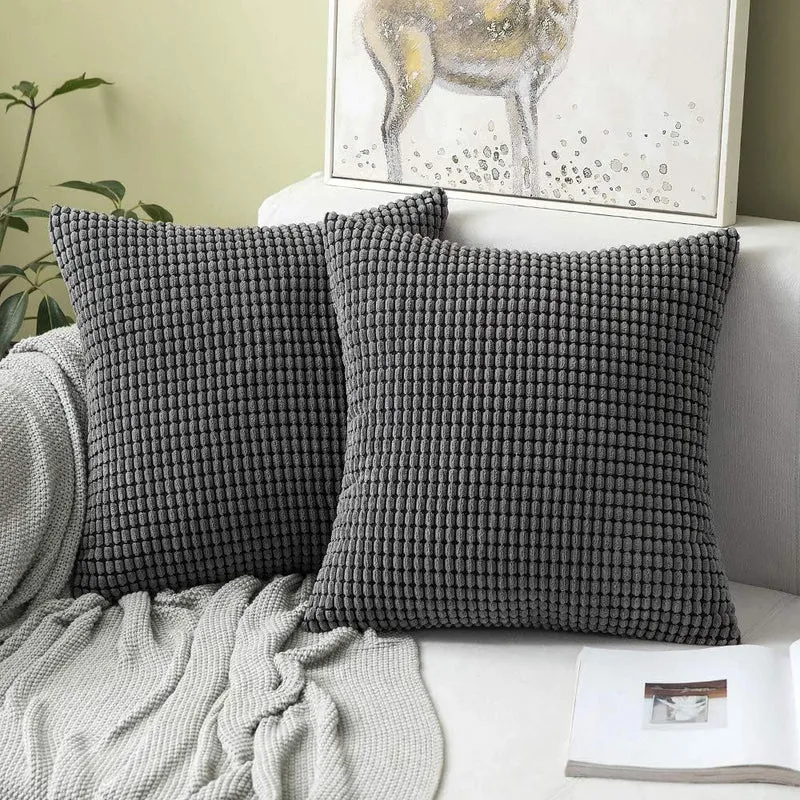 Textured Waffle-Weave Cotton Lumbar and Square Pillow Covers Set