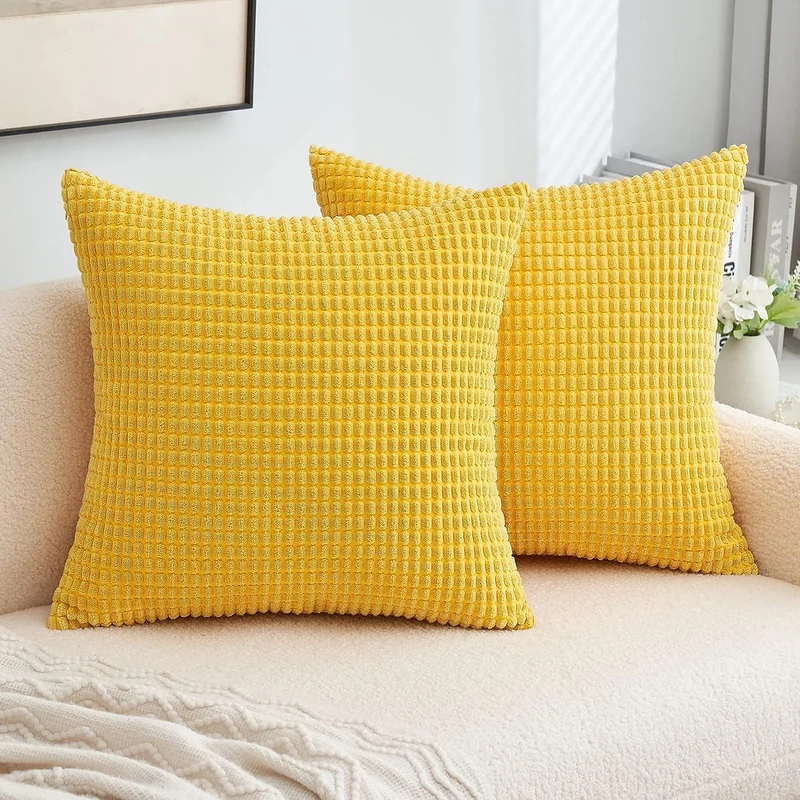 Textured Waffle-Weave Cotton Lumbar and Square Pillow Covers Set