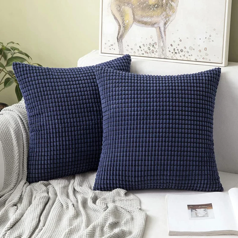 Textured Waffle-Weave Cotton Lumbar and Square Pillow Covers Set