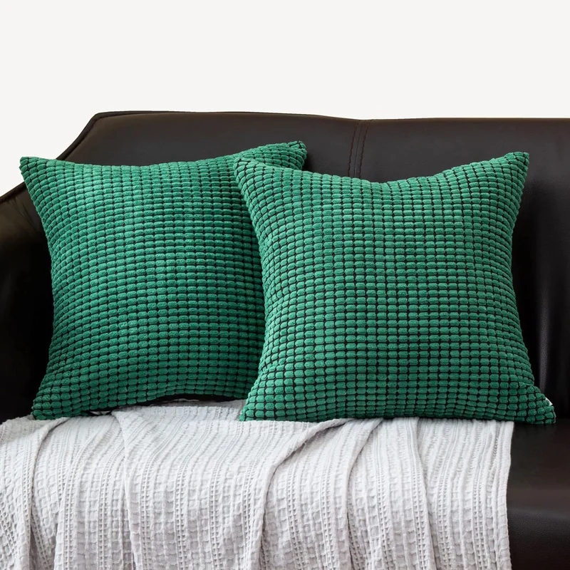 Textured Waffle-Weave Cotton Lumbar and Square Pillow Covers Set