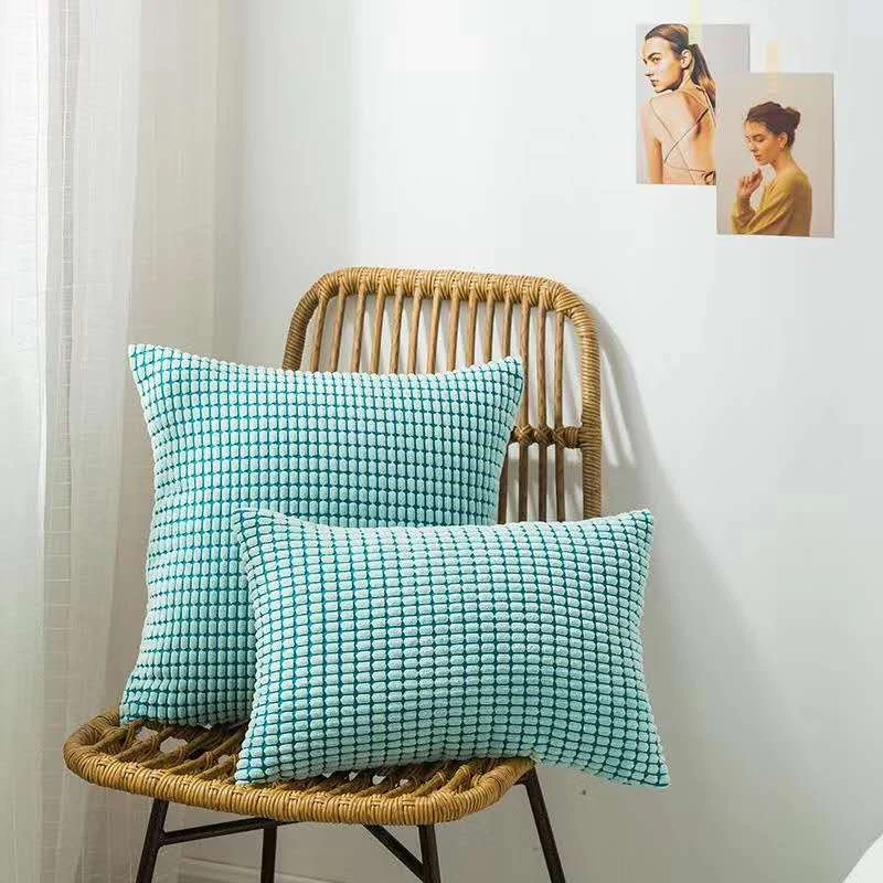 Textured Waffle-Weave Cotton Lumbar and Square Pillow Covers Set