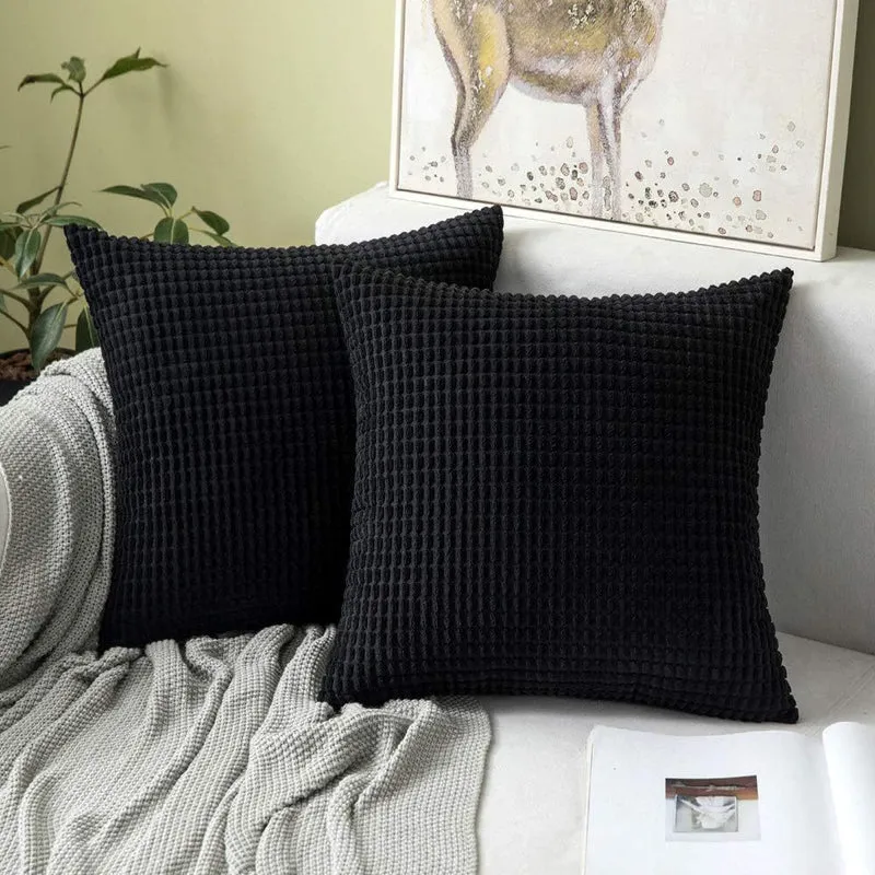 Textured Waffle-Weave Cotton Lumbar and Square Pillow Covers Set