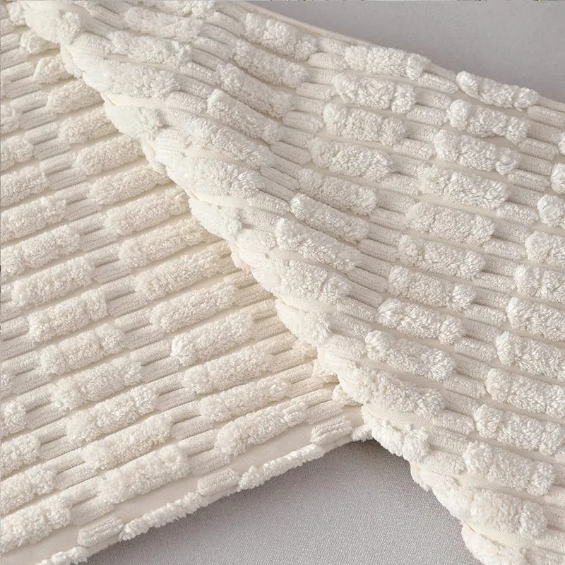 Textured Chenille Square Throw Pillow Cover with Hidden Zipper