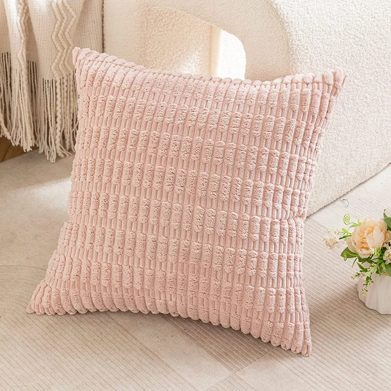 Textured Chenille Square Throw Pillow Cover with Hidden Zipper