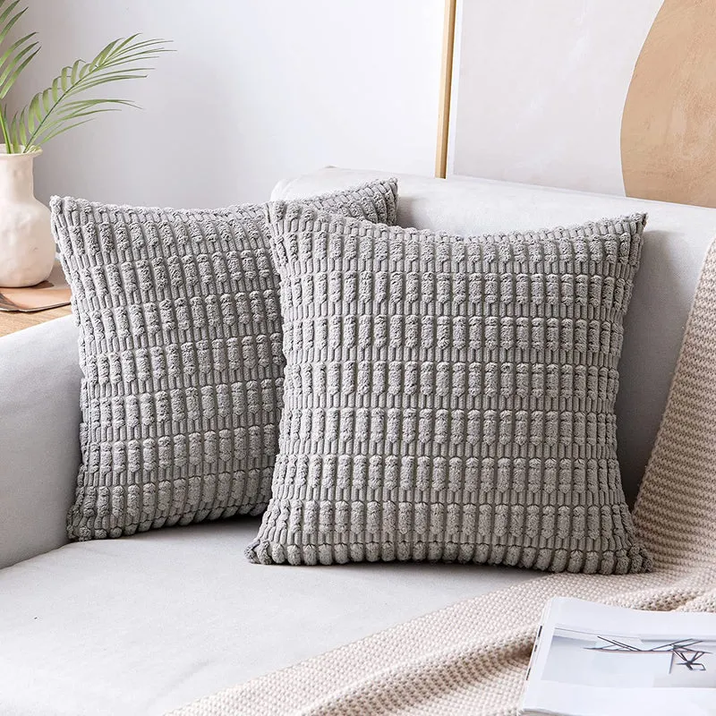 Textured Chenille Square Throw Pillow Cover with Hidden Zipper