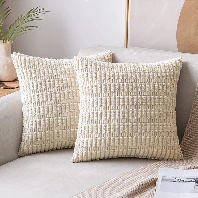 Textured Chenille Square Throw Pillow Cover with Hidden Zipper