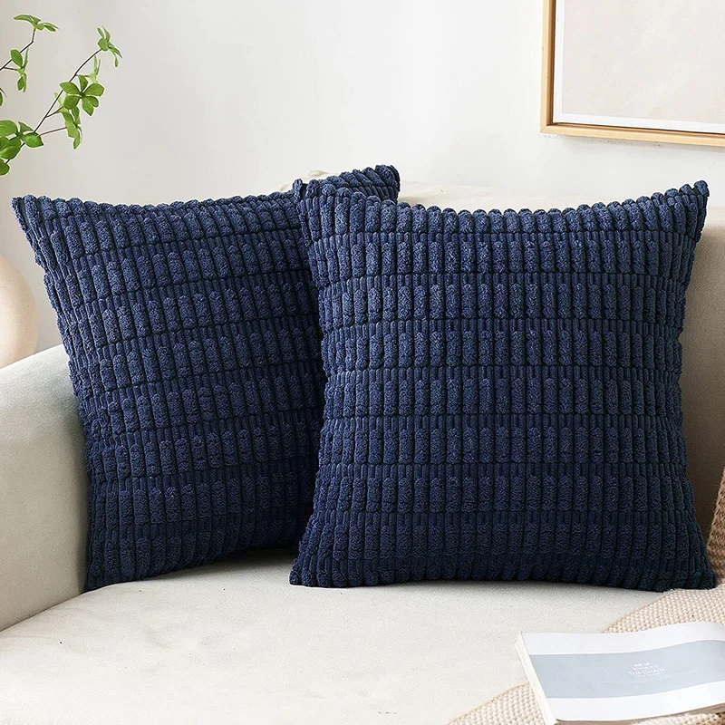 Textured Chenille Square Throw Pillow Cover with Hidden Zipper