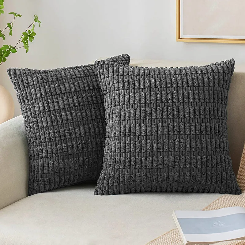Textured Chenille Square Throw Pillow Cover with Hidden Zipper