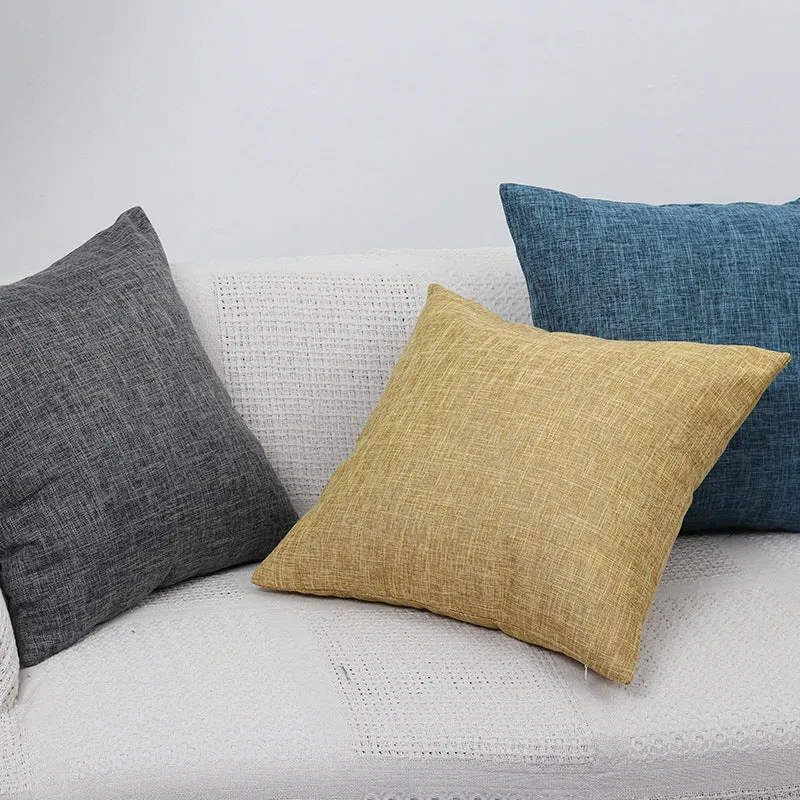 Square Textured Linen-Blend Accent Cushion Cover with Removable Insert Sleeve