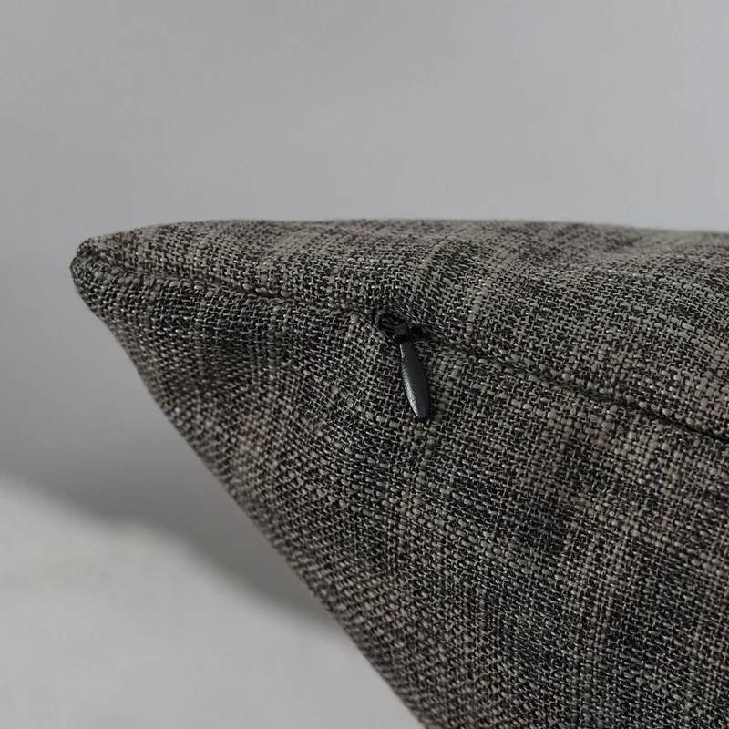 Square Textured Linen-Blend Accent Cushion Cover with Removable Insert Sleeve