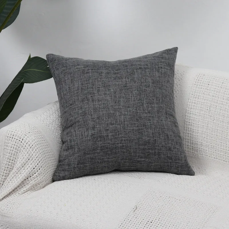Square Textured Linen-Blend Accent Cushion Cover with Removable Insert Sleeve