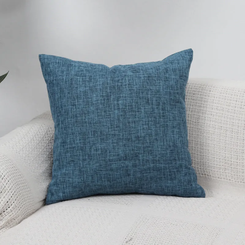 Square Textured Linen-Blend Accent Cushion Cover with Removable Insert Sleeve