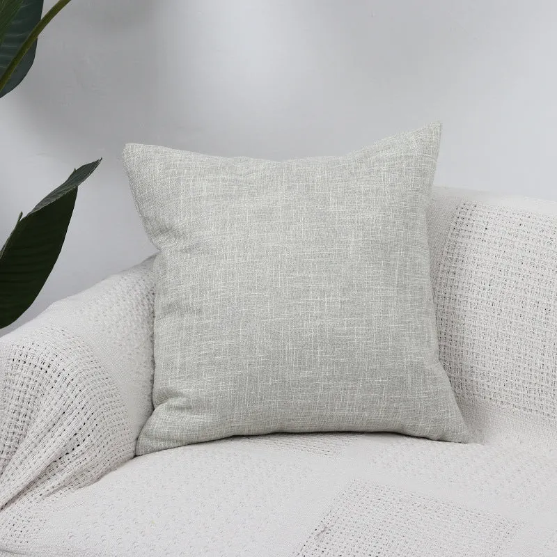 Square Textured Linen-Blend Accent Cushion Cover with Removable Insert Sleeve
