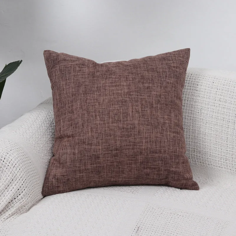 Square Textured Linen-Blend Accent Cushion Cover with Removable Insert Sleeve