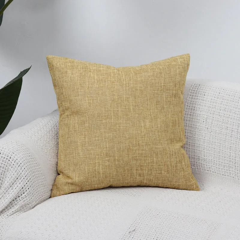 Square Textured Linen-Blend Accent Cushion Cover with Removable Insert Sleeve