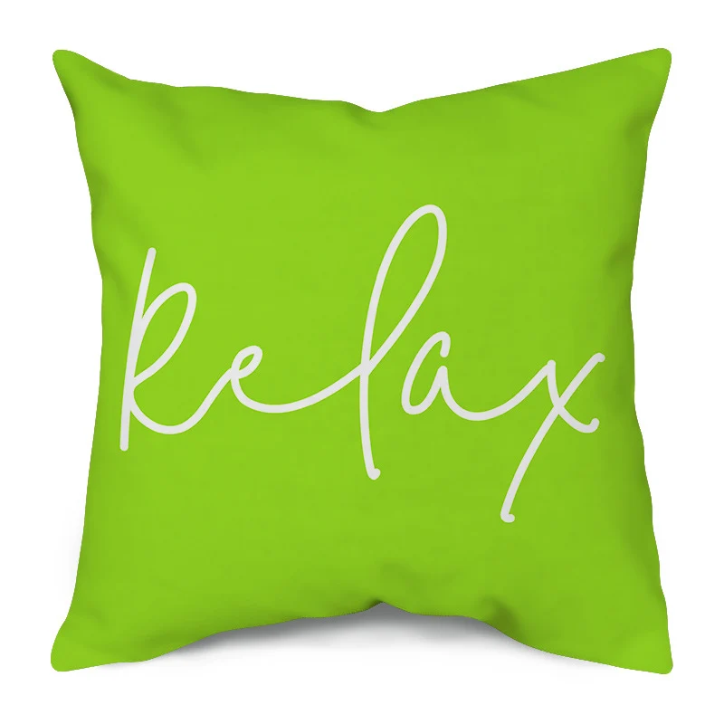 Square Script 'Relax' Outdoor-Ready Throw Pillow Cover with Hidden Zipper