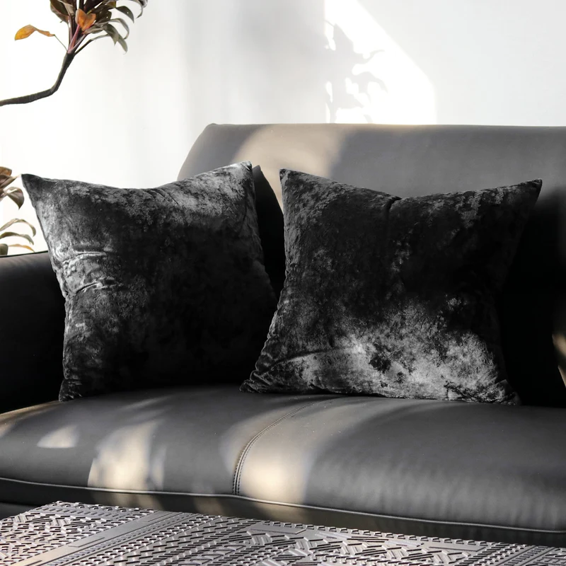 Square Crushed Velvet Decorative Throw Pillow Covers with Hidden Zipper