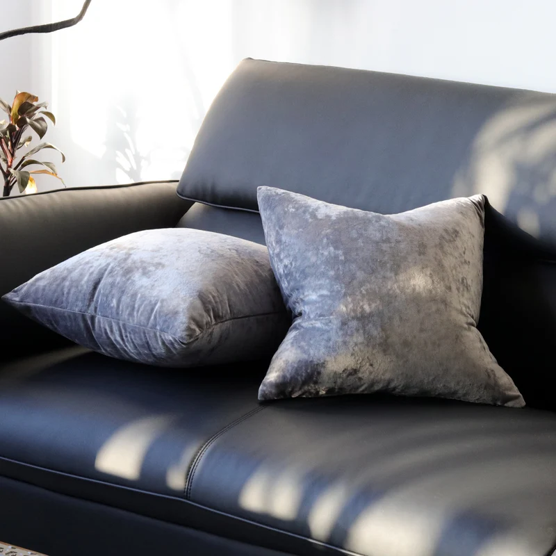 Square Crushed Velvet Decorative Throw Pillow Covers with Hidden Zipper