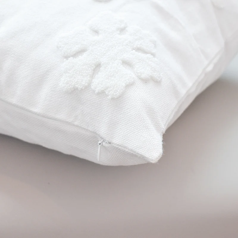 Snowflake Chenille Tufted Square Throw Pillow Covers Set