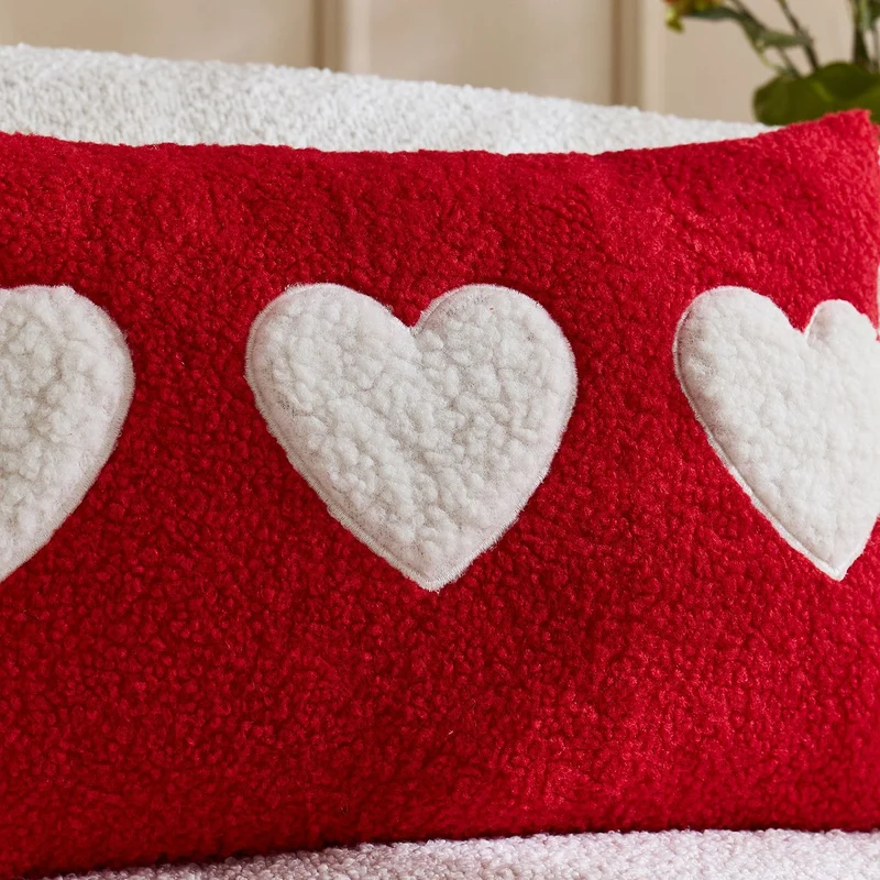 Sherpa Heart Bouclé Texture Decorative Throw Pillow Cover
