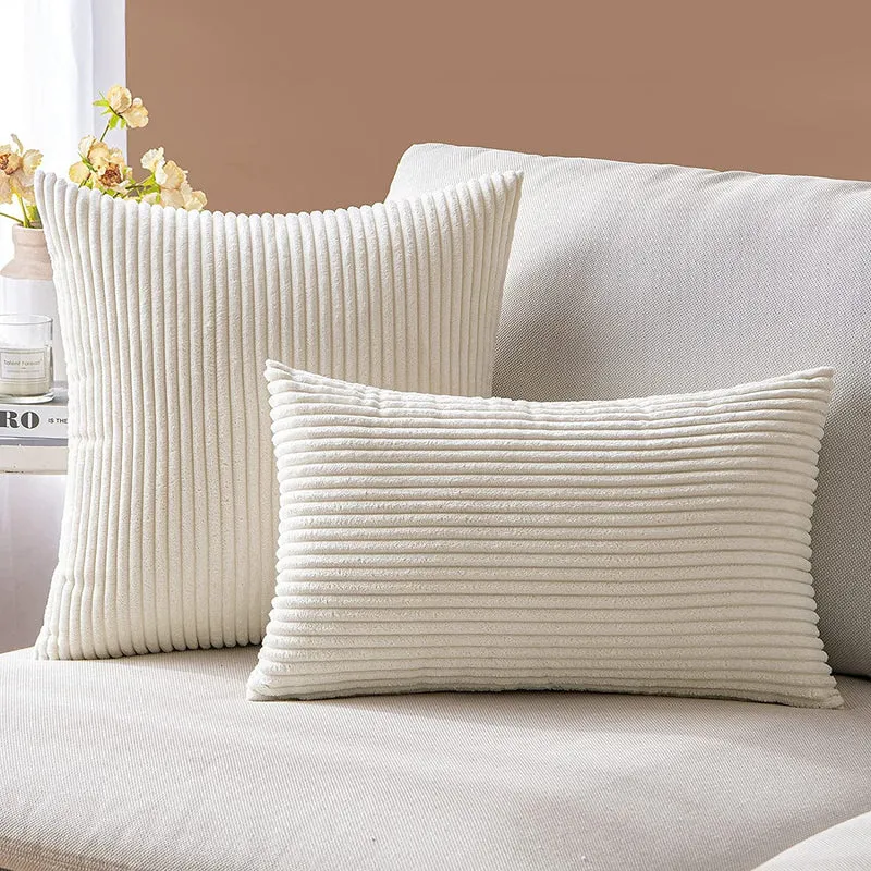 Ribbed Corduroy Textured Throw Pillow Covers