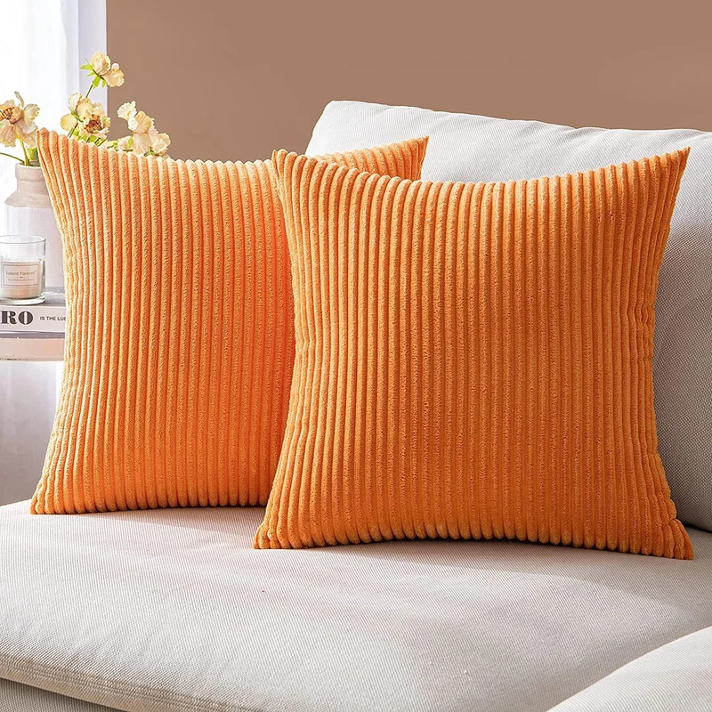 Ribbed Corduroy Textured Throw Pillow Covers