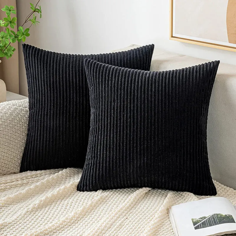 Ribbed Corduroy Textured Throw Pillow Covers