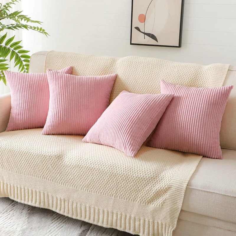 Ribbed Corduroy Textured Throw Pillow Covers