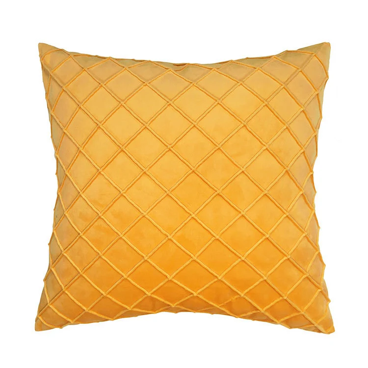 Quilted Diamond Velvet Throw Pillow Cover with Hidden Zipper and Plush Insert Support