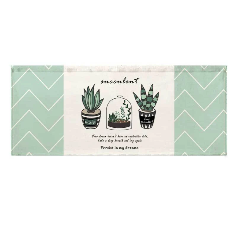 Printed Succulent Watercolor Runner Rug Mat for Kitchen and Entry
