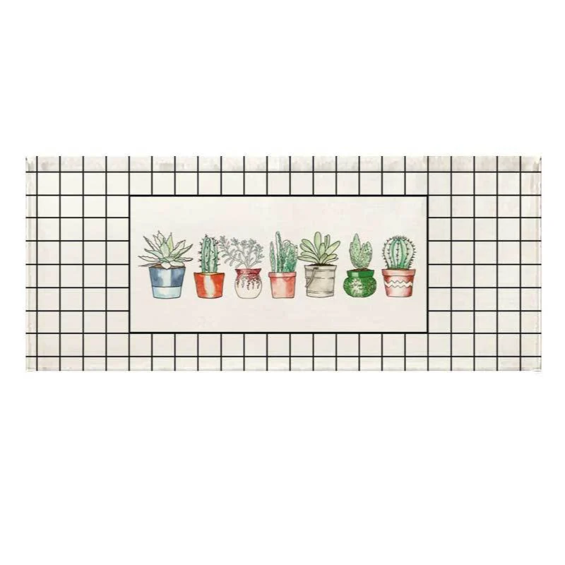 Printed Succulent Watercolor Runner Rug Mat for Kitchen and Entry