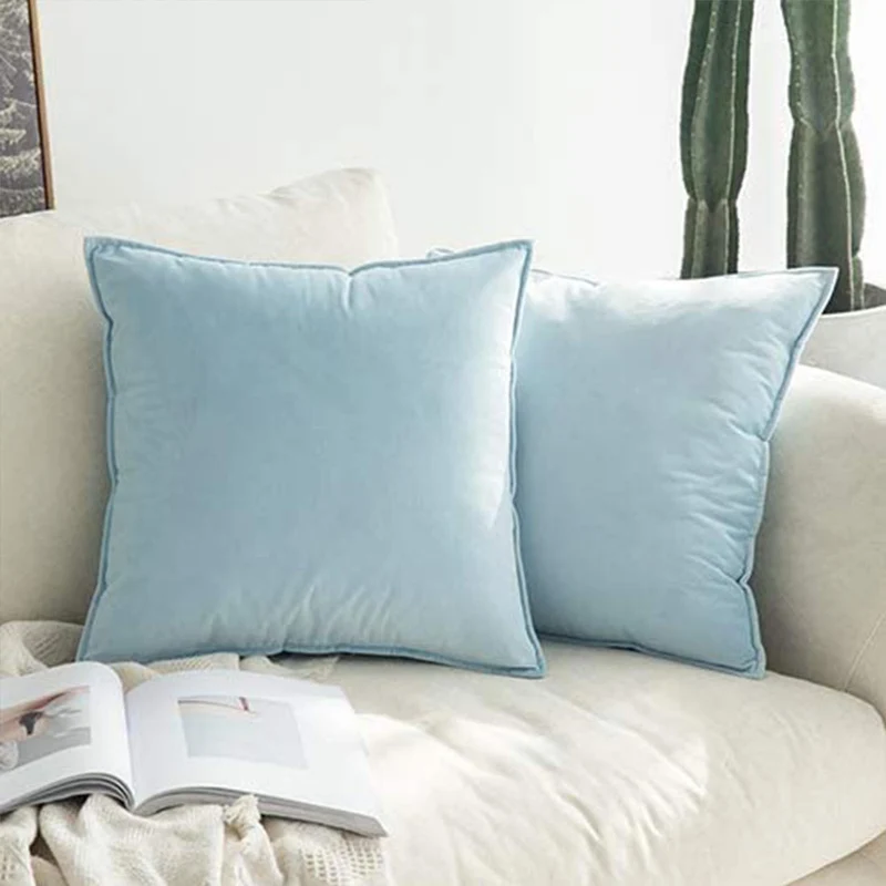 Plush Velvet Square Throw Pillow Set with Hidden Zipper and Down-Alternative Insert
