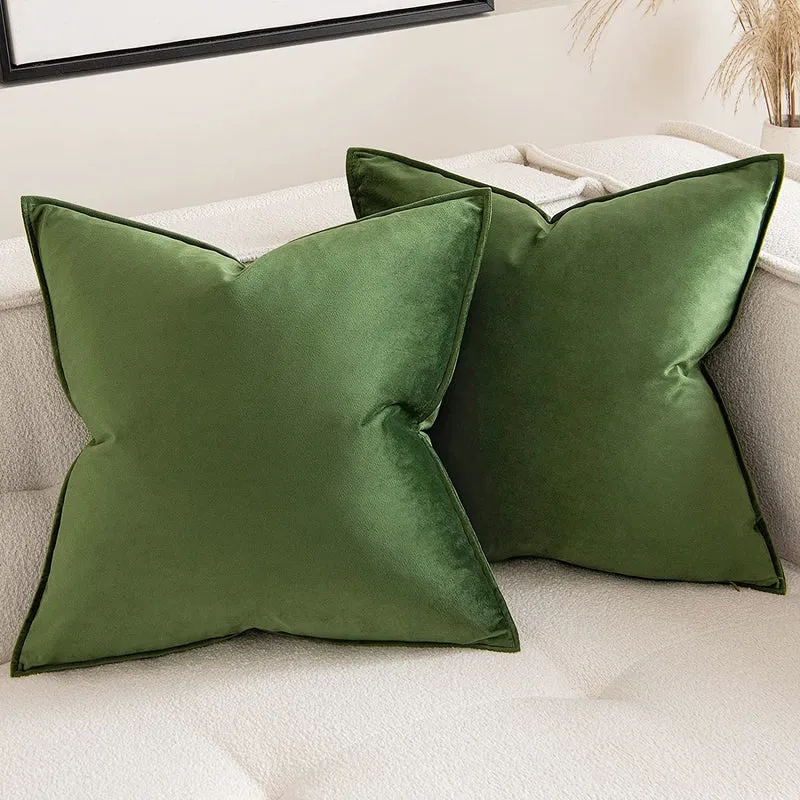 Plush Velvet Square Throw Pillow Set with Hidden Zipper and Down-Alternative Insert