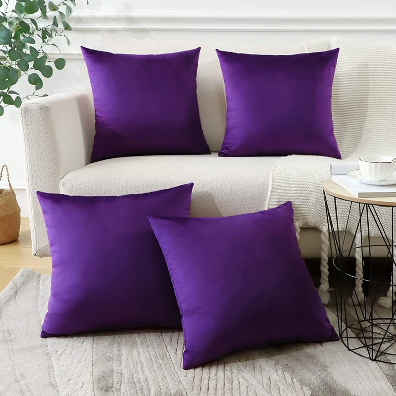 Plush Velvet Lumbar and Square Throw Pillow Covers