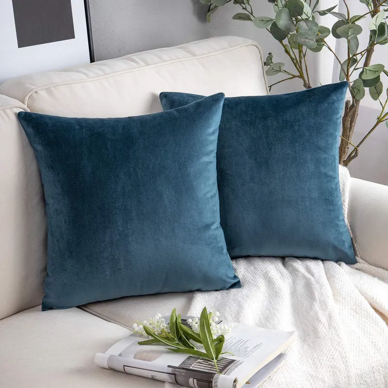 Plush Velvet Lumbar and Square Throw Pillow Covers