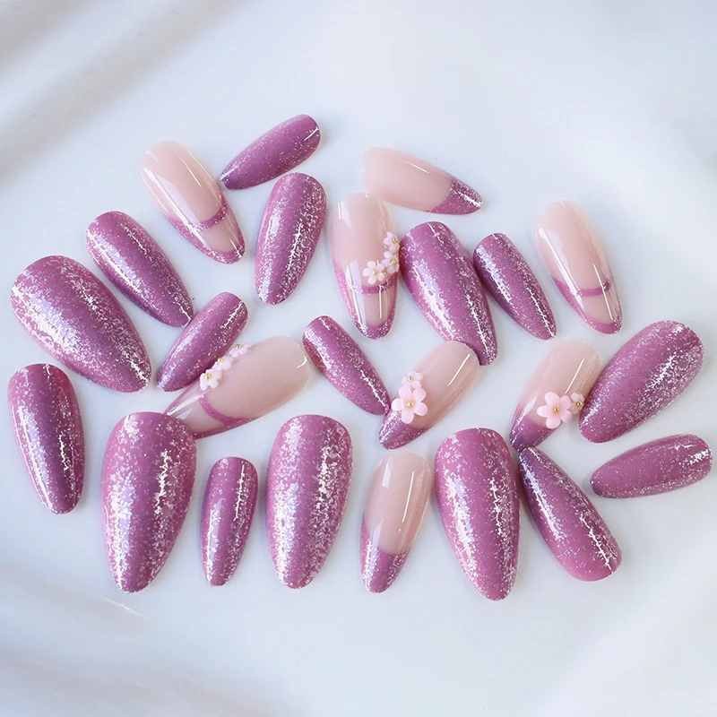 Floral Glitter Nagelkunst Extensions Karnz