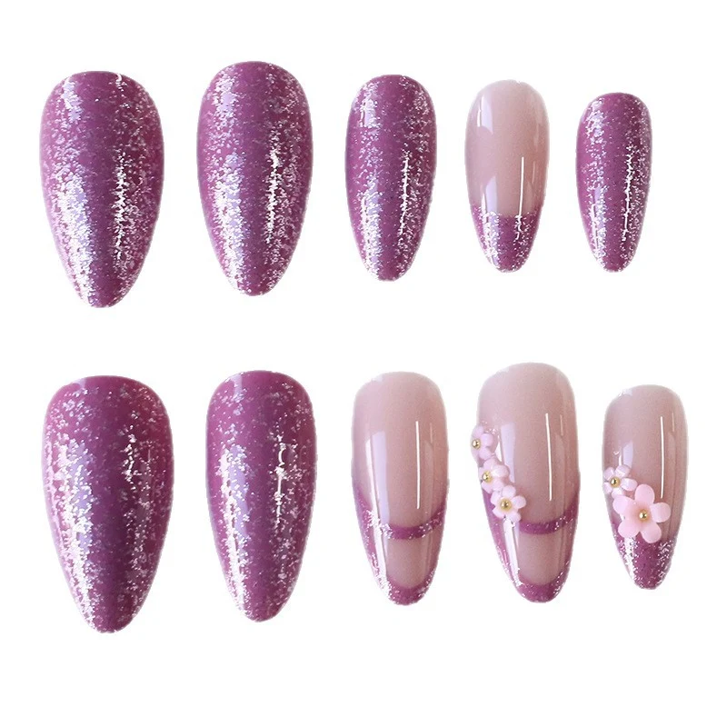 Floral Glitter Nagelkunst Extensions Karnz