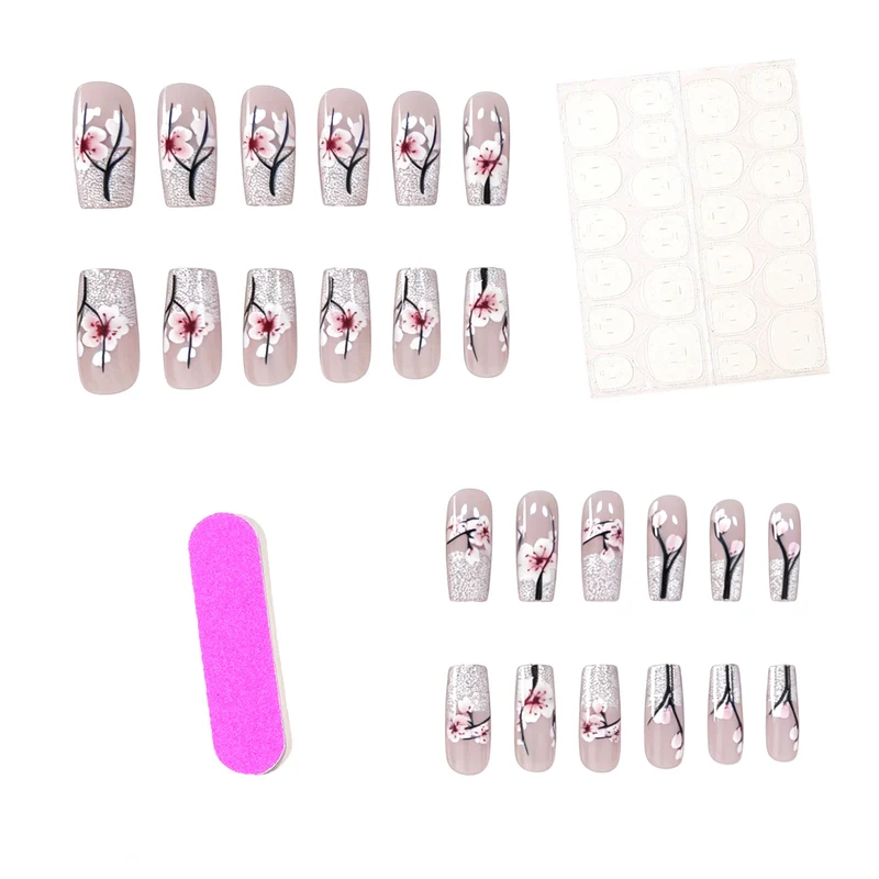 Blumiger Glitter Acryl-Nagelverzierung Karnz