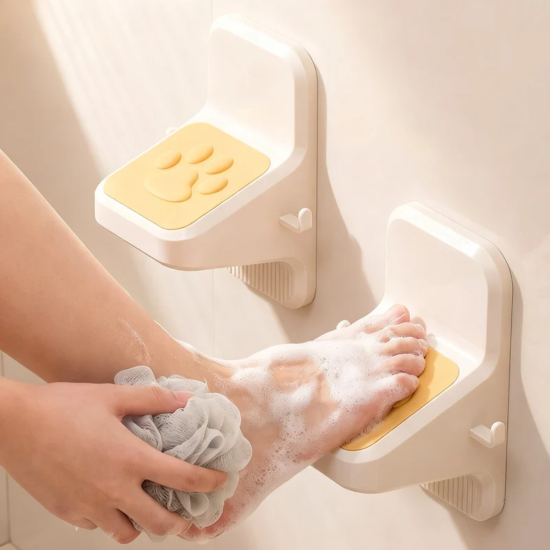 Wall-mounted foot pedal for the bathroom