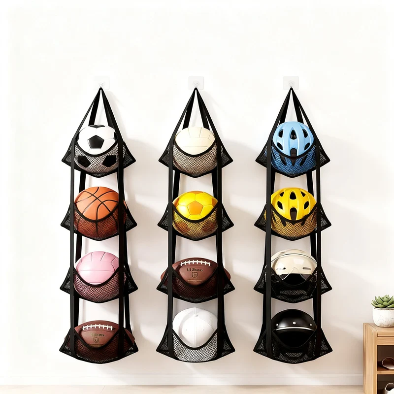 Wall-mounted storage bag for balls and toys