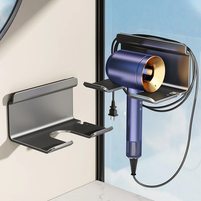 Wall mount for hair dryer, no drilling, stainless steel