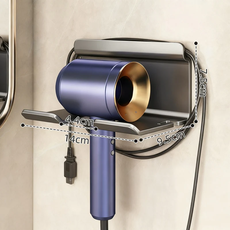 Wall mount for hair dryer, no drilling, stainless steel