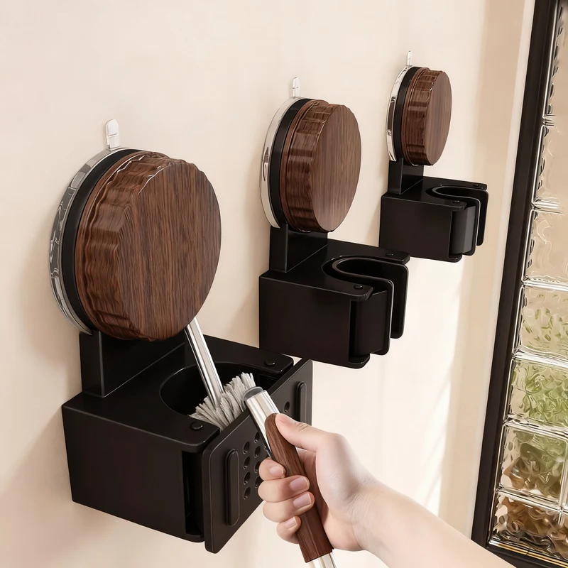 Wall mount for broom and mop made of aluminum