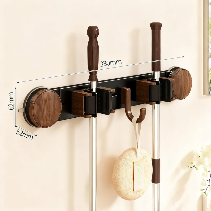 Wall mount for broom and mop made of aluminum