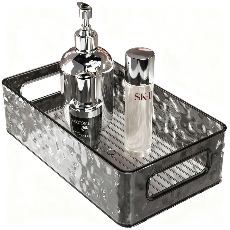 Transparent plastic storage box with ice pattern
