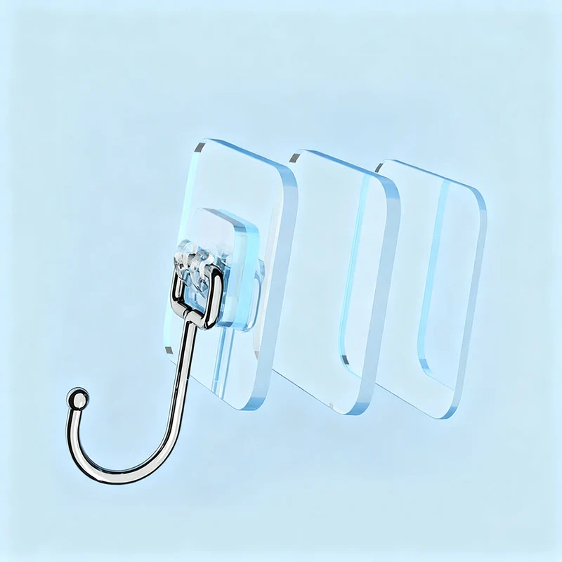 Transparent adhesive hooks made of PVC, load-bearing